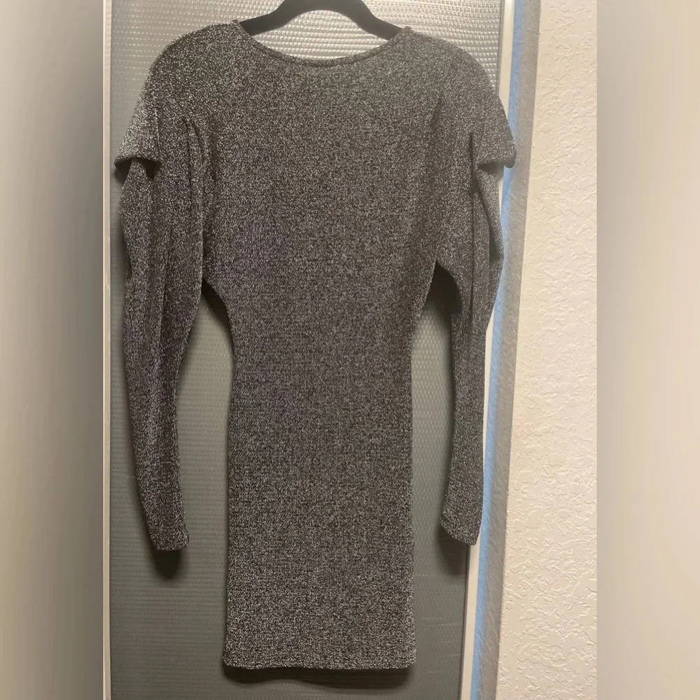 Isabel Marant Waden Stretch Metallic Silver Mini Dress Size 36/US 6 - Picture 8 of 9